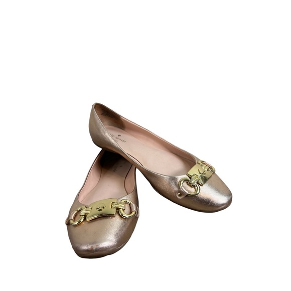 Kate Spade Phoebe Metallic Leather Flats Size 8 | Rose Gold Ballet Flats - Picture 8 of 8